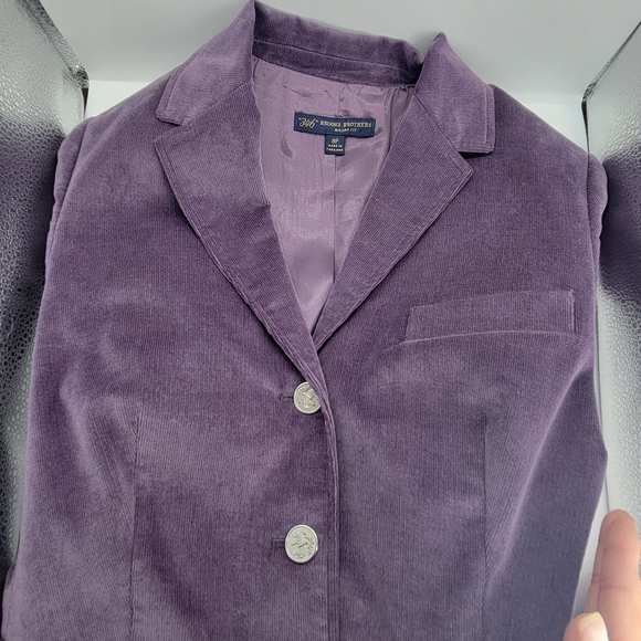 RARE 346 Brooks Brothers Blazer 8P Purple Milano Fit Corduroy Silver Button Pads - Picture 10 of 11